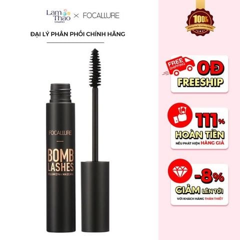  [DEAL SỐC 6.12 - 25.12 MUA HOÁ ĐƠN FOCALLURE 199K TẶNG 01 SON TRUE MATTE LIQUID LIPSTICK] Mascara Làm Dày Cong Mi Focallure Bomb Lashes Vollumizing Mascara 