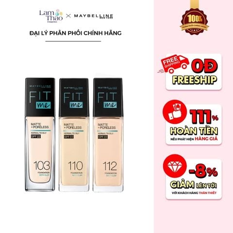  Kem Nền Chống Nắng Mịn Và Lì Cho Da Dầu Maybelline Fit Me Foundation Matte Poreless Normal To Oily SPF 22 