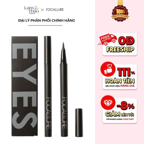  [DEAL SỐC 6.12 - 25.12 MUA HOÁ ĐƠN FOCALLURE 199K TẶNG 01 SON TRUE MATTE LIQUID LIPSTICK] Bút Kẻ Mắt Focallure Liquid Eyeliner Pen Make Up 24 Hours Long Lasting Waterproof Ink Quick Drying Eyeliner FA13 