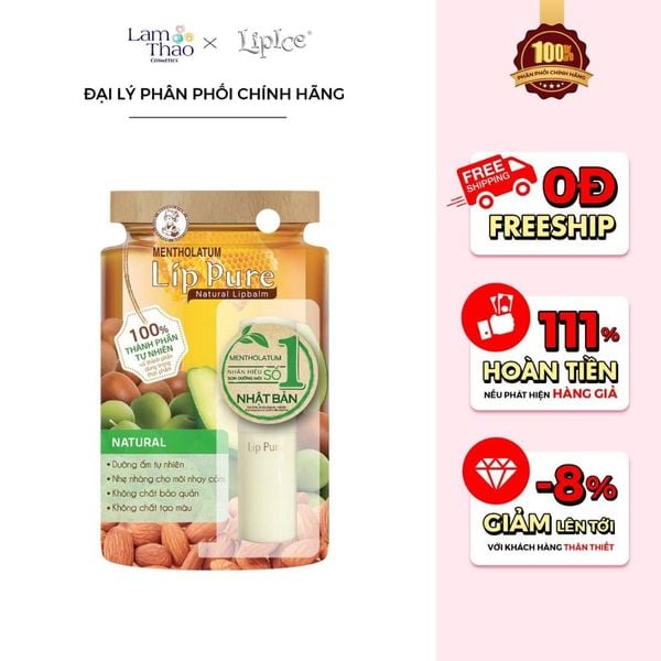 Son Dưỡng Không Màu Không Mùi Lipice Lip Pure Natural Lipbalm