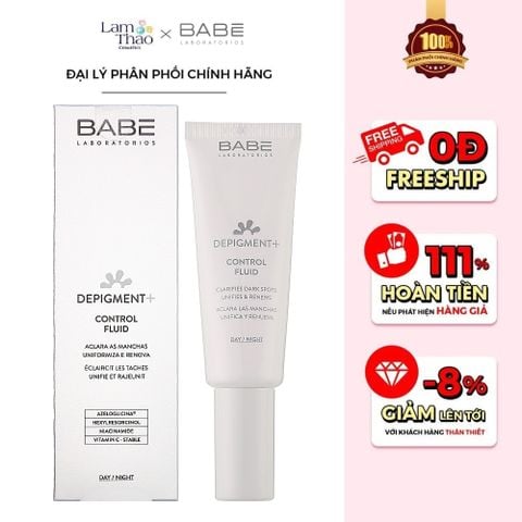  [TẶNG 1 TÚI LƯỚI BABE] Kem Dưỡng Sáng Da Và Làm Mờ Vết Thâm Nám Laboratorios Babe Depigment Control Fluid 