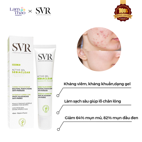  Gel Dưỡng Phục Hồi Chuyên Sâu Cho Da Dầu Mụn SVR Sebiaclear Active Gel ( Mẫu Mới ) 