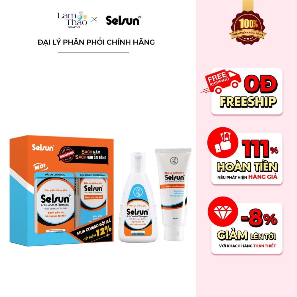 Combo Dầu Gội Dầu Xả Hỗ Trợ Giảm Và Ngăn Ngừa Gàu Selsun Anti-Dandruff 100ml