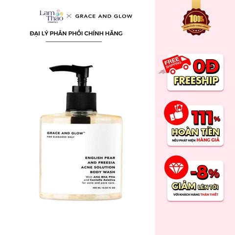  [DEAL 23/8 - 25/8 GIÁ SỐC] Sữa Tắm Hỗ Trợ Giảm Mụn Grace And Glow English Pear & Freesia Anti Acne Solution Body Wash 