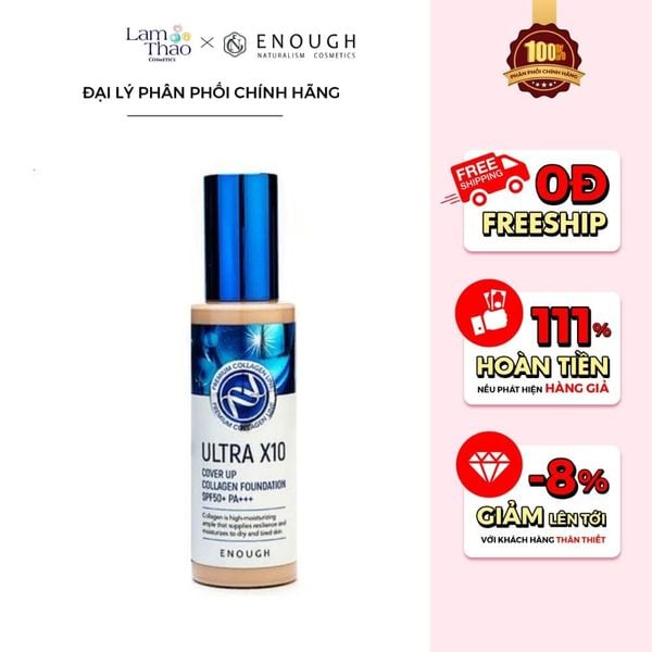 Kem Nền Dưỡng Ẩm Enough Collagen Ultra X10 Cover Up Collagen Foudation SPF50+ PA+++