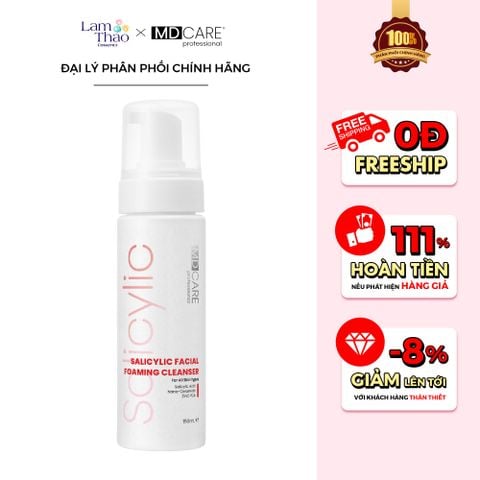  [TẶNG 01 MASK ARUMORE] [HĐ MD CARE 499K TẶNG 01 TÚI DA] Sữa Rửa Mặt Dạng Bọt Dành Cho Da Dầu Mụn Nhạy Cảm MD CARE BHA Salicylic Facial Foaming Cleanse 