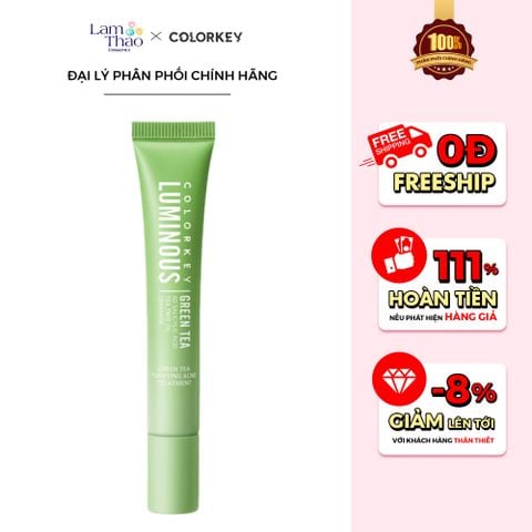  [DEAL SỐC 6.12 - 25.12 MUA HOÁ ĐƠN COLORKEY 499K TẶNG GƯƠNG + SON KEM LÌ] Gel Dưỡng Chiết Xuất Trà Xanh Hỗ Trợ Dịu Da Và Giảm Sưng Mụn Colorkey Luminous Green Tea Purifying Acne Treatment 