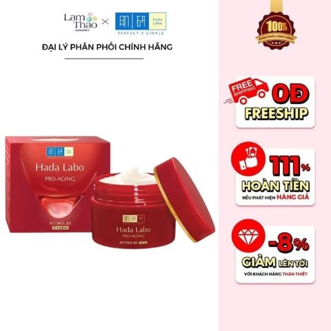  Kem Dưỡng Chuyên Biệt Hỗ Trợ Cải Thiện Da Lão Hóa Hada Labo Pro Anti Aging Retinol B3 Cream 
