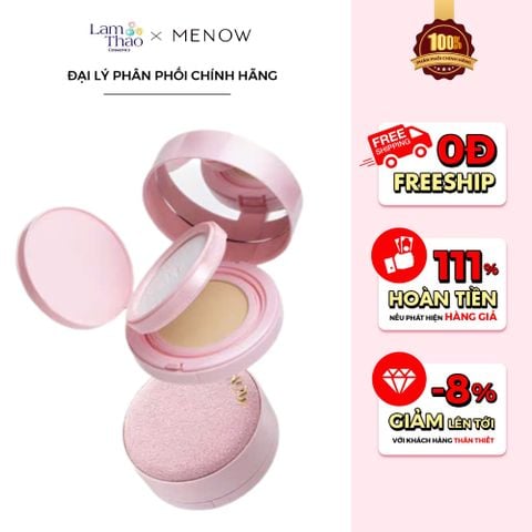  [DEAL 05/6 - 30/6 TẶNG 1 PHẤN MẮT MENOW] Cushion Kèm Phấn Phủ Menow Rouge Light Makeup Powder Cushion Powder Cream 