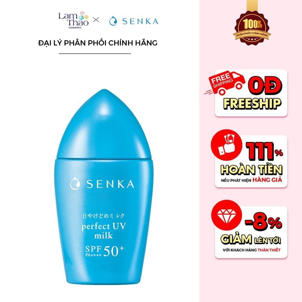 [HÓA ĐƠN SENKA TỪ 199K TẶNG CỤC BÔNG BỌT SENKA] Sữa Chống Nắng Kiềm Dầu Mịn Lì Cho Da Dầu Senka Perfect UV Milk SPF50+ PA++++