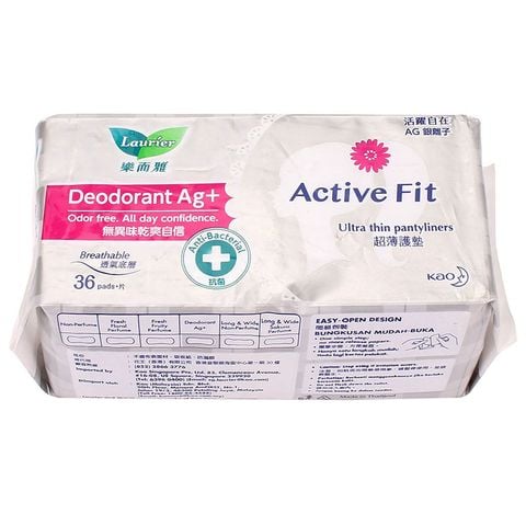  Băng Vệ Sinh Hàng Ngày Phân Tử Bạc Kháng Khuẩn Laurier Active Fit Deodorant Ag+ 36 Miếng 