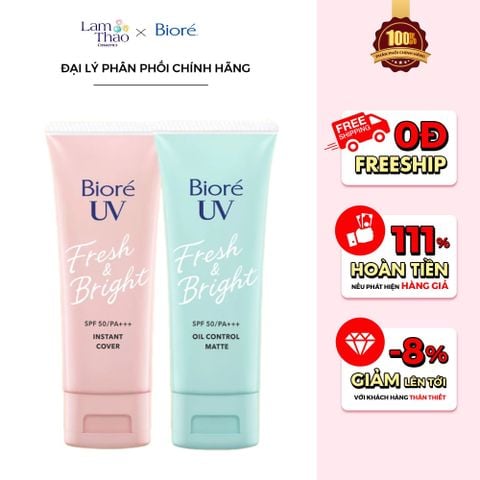 Kem Chống Nắng Hỗ Trợ Sáng Da Bioré UV Fresh & Bright SPF50 PA+++ 