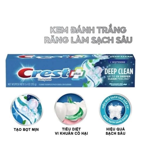  Kem Đánh Răng Crest Whitening Plus Complete Deep Clean 
