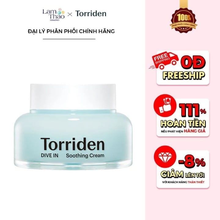 Kem Dưỡng Ẩm Cho Da Dầu Torriden Dive In Low Molecule Hyaluronic Acid Soothing Cream