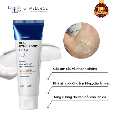  Kem Dưỡng Ẩm Tức Thì Cho Da Căng Bóng Wellage Real Hyaluronic Cream 100 