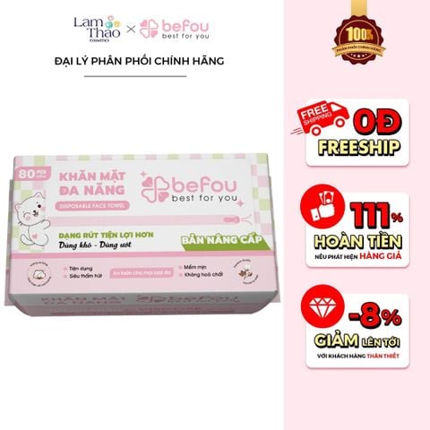  Khăn Mặt Khô Dạng Gói Rút 80 Tờ Befou Best For You Disposable Face Towel (Mẫu Mới) 