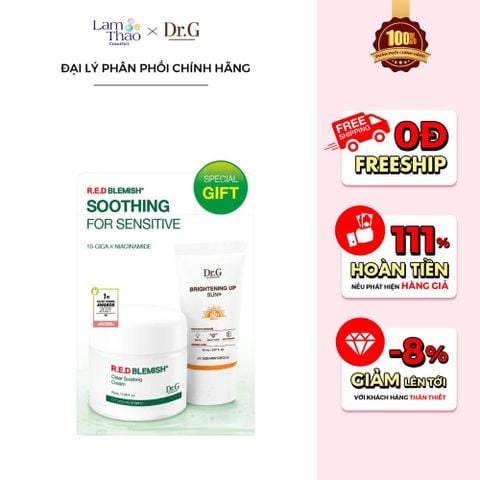  [ Special Gift ] Kem Dưỡng Dr.G R.E.D Blemish Clear Soothing Cream Bonus Set 