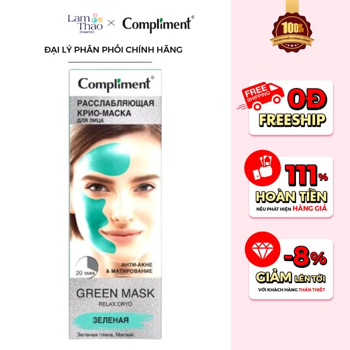 Mặt Nạ Đất Sét Làm Sạch Sâu Giảm Mụn Se Lỗ Chân Lông Compliment No Problem Green Face Mask