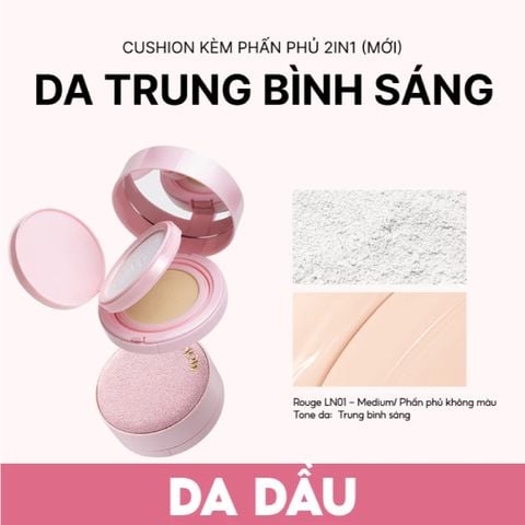  [DEAL 05/6 - 30/6 TẶNG 1 PHẤN MẮT MENOW] Cushion Kèm Phấn Phủ Menow Rouge Light Makeup Powder Cushion Powder Cream 