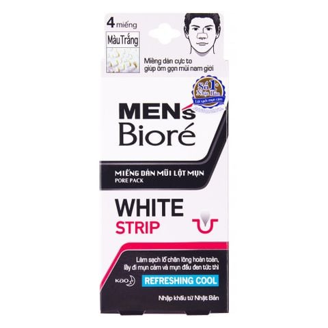  Miếng Dán Mũi Lột Mụn Mát Lạnh Cho Nam Bioré Pore Pack White Strip Refreshing Cool 