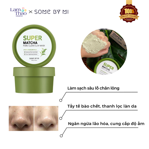  Mặt Nạ Đất Sét Làm Sạch Se Khít Lỗ Chân Lông Some By Mi Super Matcha Pore Clean Clay Mask 