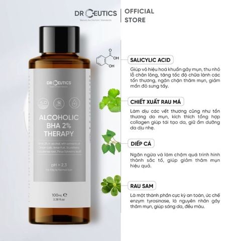  Nước Cân Bằng Da Hỗ Trợ Sẽ Khít Lỗ Chân Lông Và Giảm Tình Trạng Mụn DrCeutics Alcoholic BHA 2% Therapy 