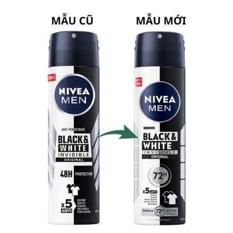  Xịt Khử Mùi Ngăn Vệt Ố Vàng Vượt Trội Nivea Men Invisible For Black & White 72H Anti-Perspirant Spray 