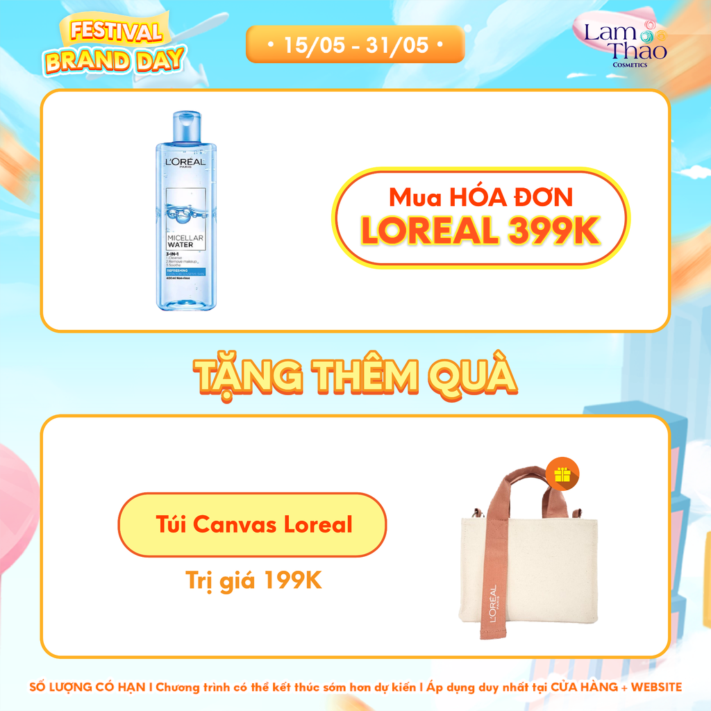 [HĐ LOREAL 399K TẶNG TÚI CANVAS LOREAL] Nước Tẩy Trang Tươi Mát Loreal Micellar Water Refreshing