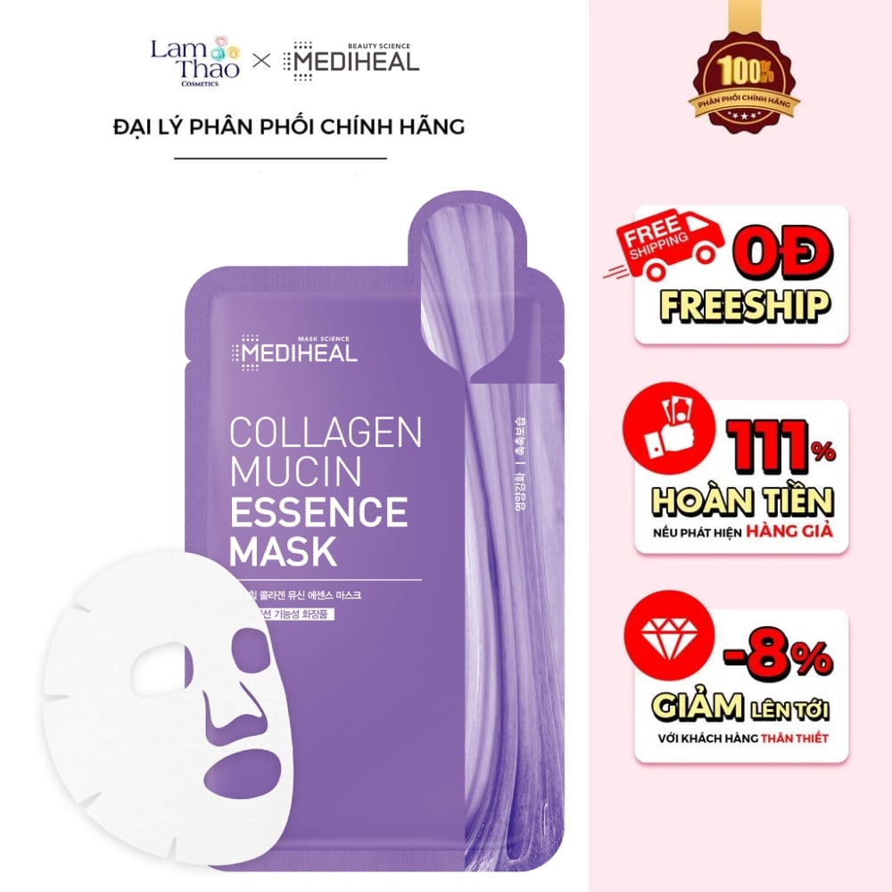 Mặt Nạ Hỗ Trợ Giảm Nếp Nhăn Mediheal Collagen Mucin Essence Mask