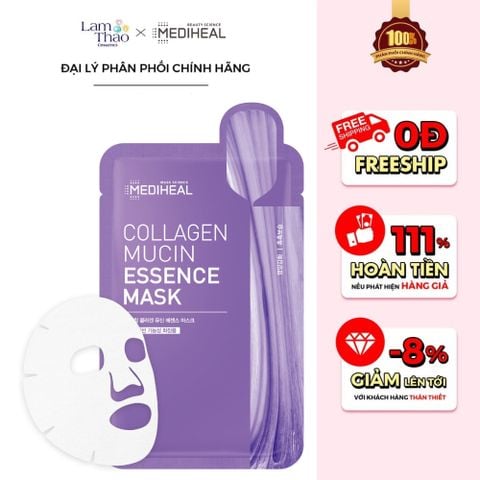  [DEAL SỐC 24.01 - 26.01 COMBO 5 MASK] Mặt Nạ Hỗ Trợ Giảm Nếp Nhăn Mediheal Collagen Mucin Essence Mask 
