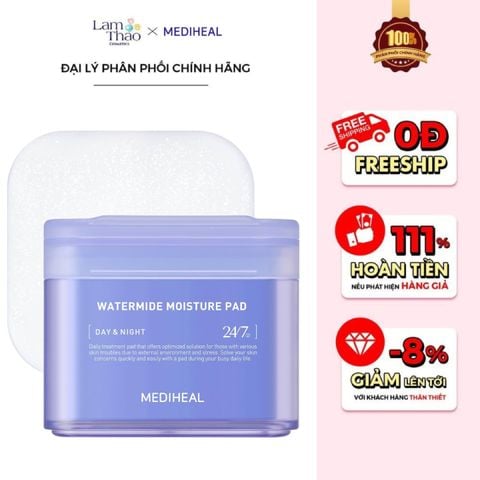 Toner Pad Hỗ Trợ Cấp Ẩm Chuyên Sâu Làm Dịu Da Mediheal Watermide Moisture Pad 