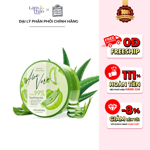 Gel Dưỡng Chiết Xuất Nha Đam Arumore Calming And Moisturizing Aloe Vera Purity 99% Soothing Gel 