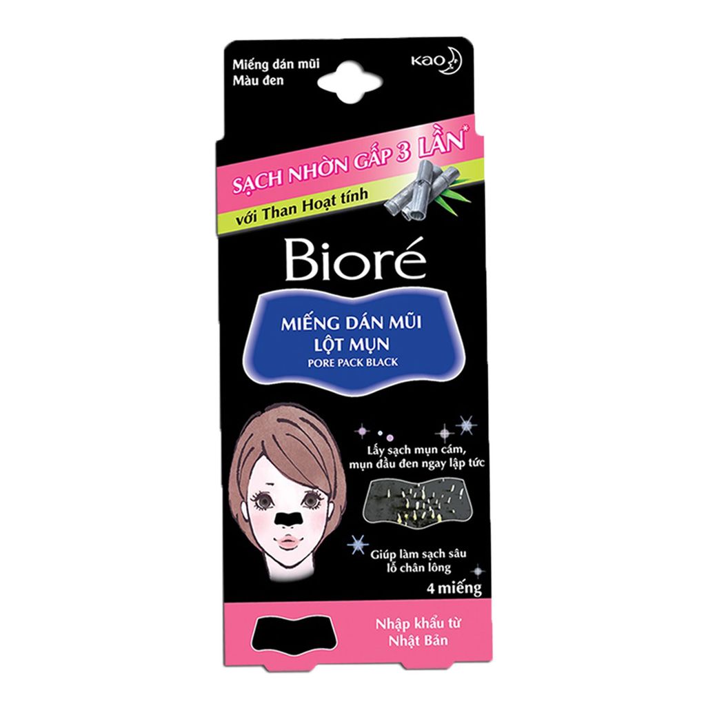 Miếng Dán Mũi Lột Mụn Than Hoạt Tính Bioré Pore Pack Black