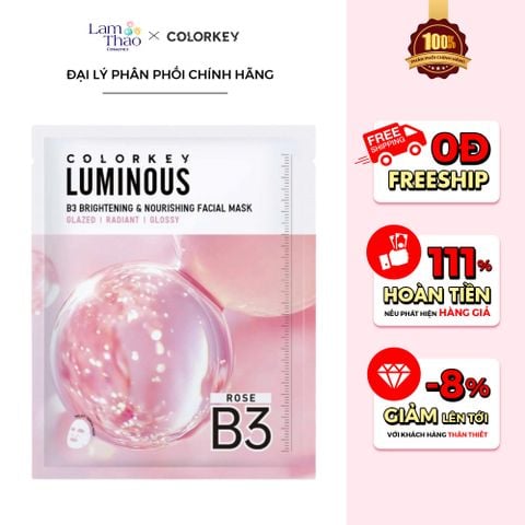  Mặt Nạ Dưỡng Ẩm Và Sáng Da B3 Colorkey Luminous B3 Brightening & Nourishing Facial Mask - Rose 