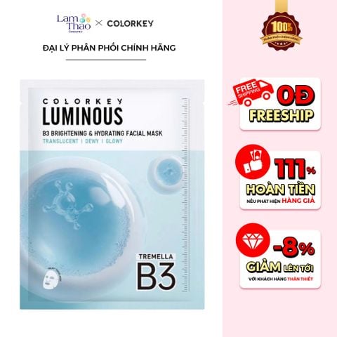  Mặt Nạ Cấp Ẩm Và Sáng Da B3 Colorkey Luminous B3 Brightening & Hydrating Facial Mask - Tremella 