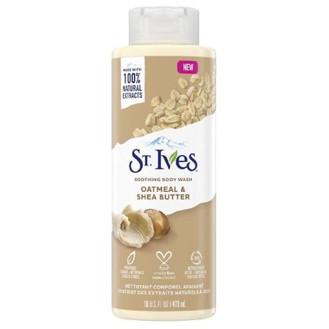  [MUA 2 SP ST.IVES BẤT KÌ TẶNG 1 GẤU BÔNG CAPYBARA]  Sữa Tắm Dưỡng Làm Mịn Da St.Ives Oatmeal & Shea Butter Soothing Body Wash (Mẫu Mới) 
