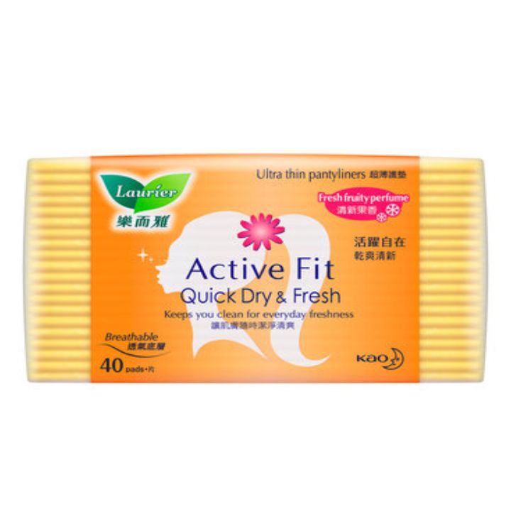 Băng Vệ Sinh Hàng Ngày Hương Trái Cây Laurier Ultra Thin Pantyliner Active Fit Fresh Fruity Perfume 40 Miếng