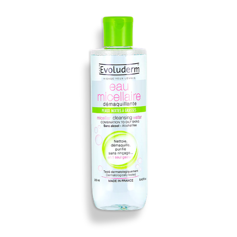  [MUA SIZE 500ML TẶNG BTT EVOLUDERM] Nước Tẩy Trang Cho Da Hỗn Hợp Dầu Mụn Evoluderm Micellar Cleansing Water Combination To Oily Skins 