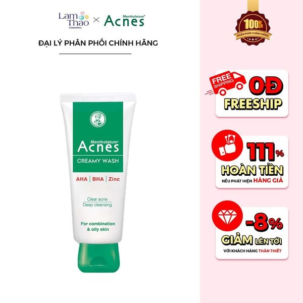 Kem Rửa Mặt Giúp Hỗ Trợ Ngừa Mụn Cho Da Dầu Acnes Creamy Wash