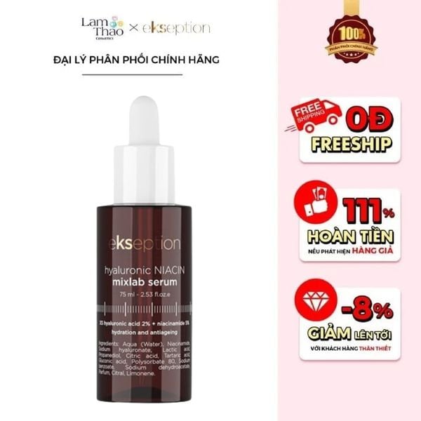 Tinh Chất Hỗ Trợ Giảm Mụn Xóa Thâm Ekseption Hyaluronic Niacin Mixlab 75ml