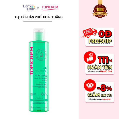  Gel Rửa Mặt Hỗ Trợ Loại Bỏ Dầu Nhờn Dành Cho Da Dầu Topicrem AC Control Purifying Cleansing Gel 