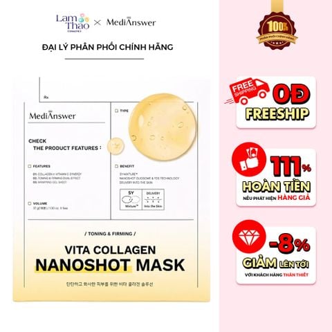  [DEAL SỐC 03.04 - 05.04 COMBO 3 MASK] Mặt Nạ Dạng Thạch Hỗ Trợ Làm Sáng Và Săn Chắc Da MediAnswer Vita Collagen NanoShot Mask (Mẫu Mới) 