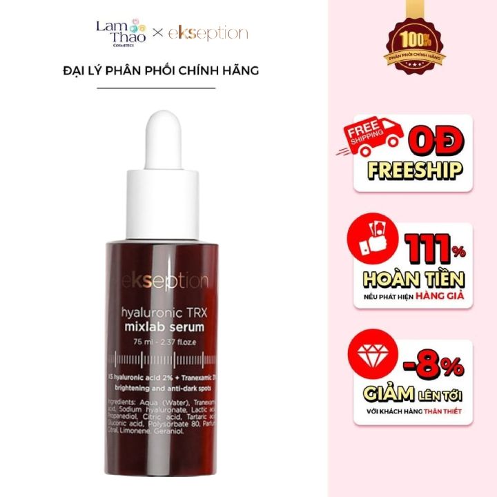 [Mua FULLSIZE TẶNG 2 Kem Dưỡng BABE Stop AKN Mattifying Moisturiser 2ml]  Tinh Chất Sáng Da Hỗ Trợ Giảm Thâm Nám Ekseption Hyaluronic TRX Mixlab Serum