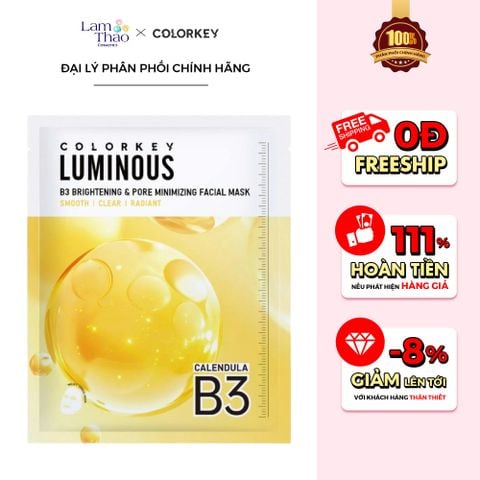 Mặt Nạ Se Khít Lỗ Chân Lông Và Sáng Da B3 Colorkey Luminous B3 Brightening & Pore Minimizing Facial Mask - Calendula 