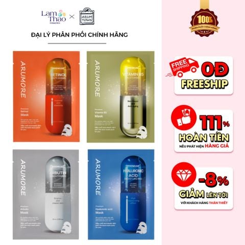 [TẶNG 05 MẶT NẠ ARUMORE khi MUA 10 MIẾNG MẶT NẠ ARUMORE BẤT KỲ] Mặt Nạ Dưỡng Da Arumore Premium Mask (Mẫu Mới) 