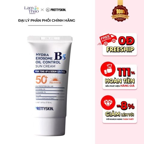  Kem Chống Nắng Phục Hồi Và Kiềm Dầu Pretty Skin Hydra B5 Exosome Oil Control Sun Cream 