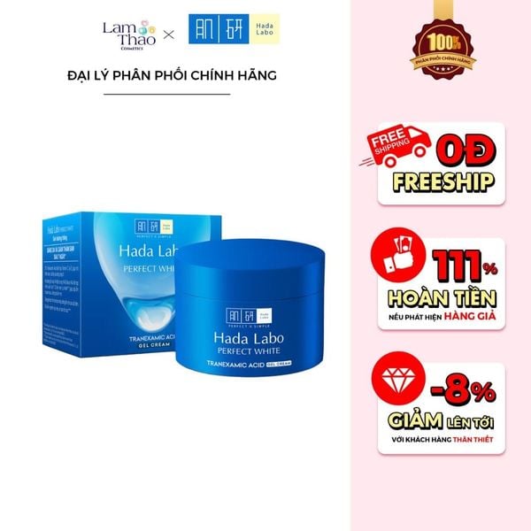 [HĐ 149K Hada Labo tặng Gối ôm Hada Labo] Gel Dưỡng Sáng Da Chuyên Sâu, Hỗ Trợ Giảm Thâm Sạm Hada Labo Perfect White Tranexamic Acid Gel Cream