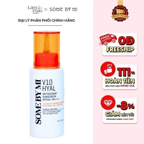  Kem Chống Nắng Nâng Tone Chống Lão Hoá Some By Mi V10 Hyal Antioxidant Sunscreen SPF50+ PA++++ 