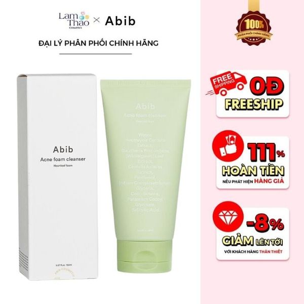 Sữa Rửa Mặt Tạo Bọt Chiết Xuất Diếp Cá Dịu Nhẹ Abib Acne Foam Cleanser Heartleaf Foam