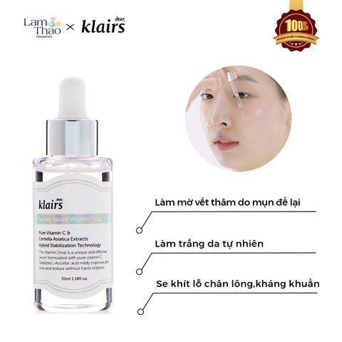  Tinh Chất Vitamin C Giúp Mờ Thâm Nám, Trắng Sáng Dành Cho Da Nhạy Cảm Klairs Freshly Juiced Vitamin Drop 